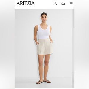 Aritzia The Effortless Linen Short 00 Natural Ecru Women's Cream Shorts